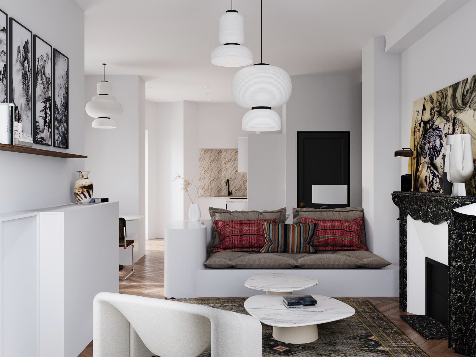 vue 3D decoration-intérieur d'un appartement à Nice